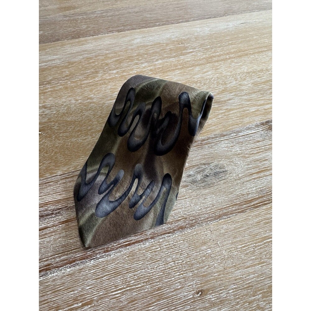 Vtg 1996 Grateful Dead Tie Mens Ripple Fourth Set 100% Silk Made USA Camo Brown